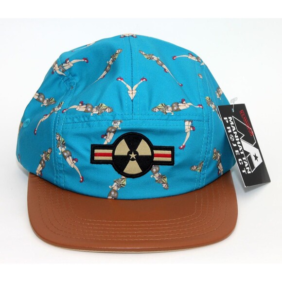 NWT MANHATTAN PROJECT ATOMIC Pinup Girl Blue w/ Brown Bill Baseball Cap One Size - Picture 2 of 4